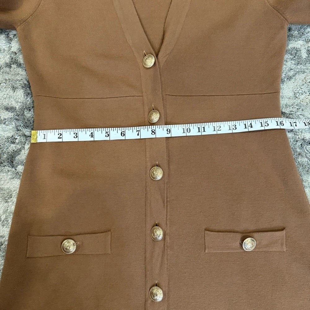 L’AGENCE Breanna Button-Up Sweater Mini Dress V Neck Long Sleeve M - Picture 8 of 8